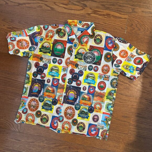 Deschutes Brewery Beer Label IPA Beer Button Down Shirt Size Large Oregon Brew - Picture 11 of 12
